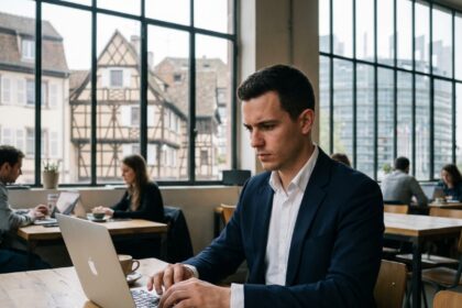 Jeune developpeur informatique à Strasbourg en pleine concentration