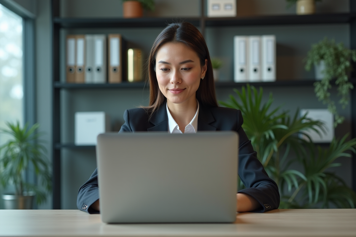Femme d affaires confiante au bureau moderne