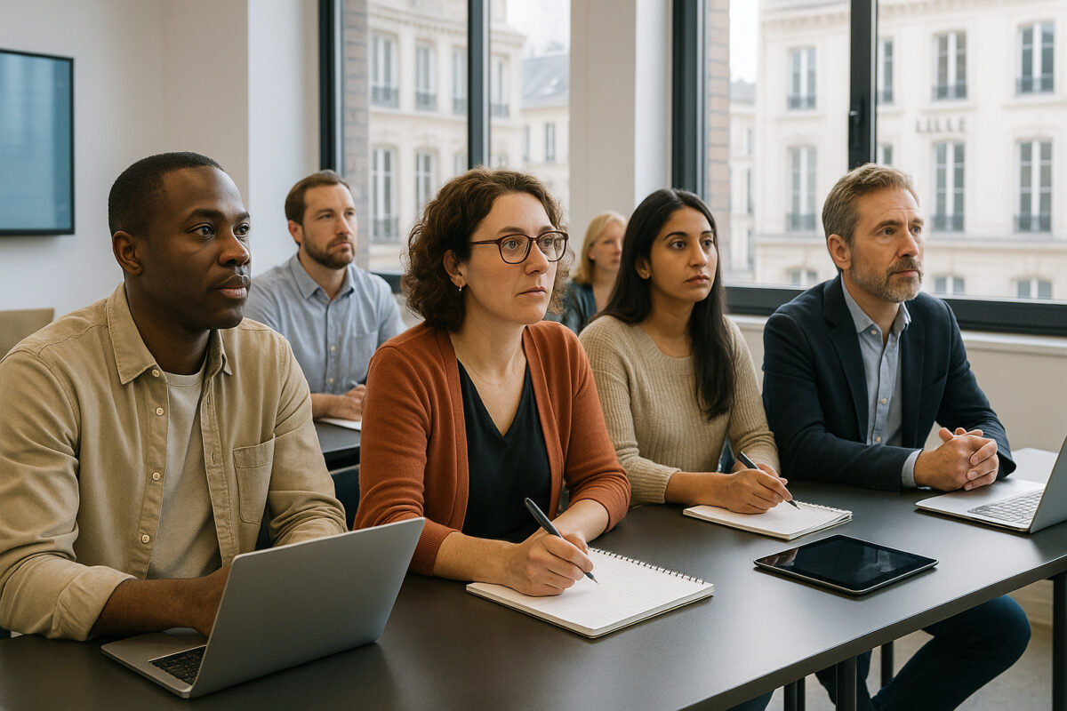 Groupe divers en formation dans une salle moderne à Lille