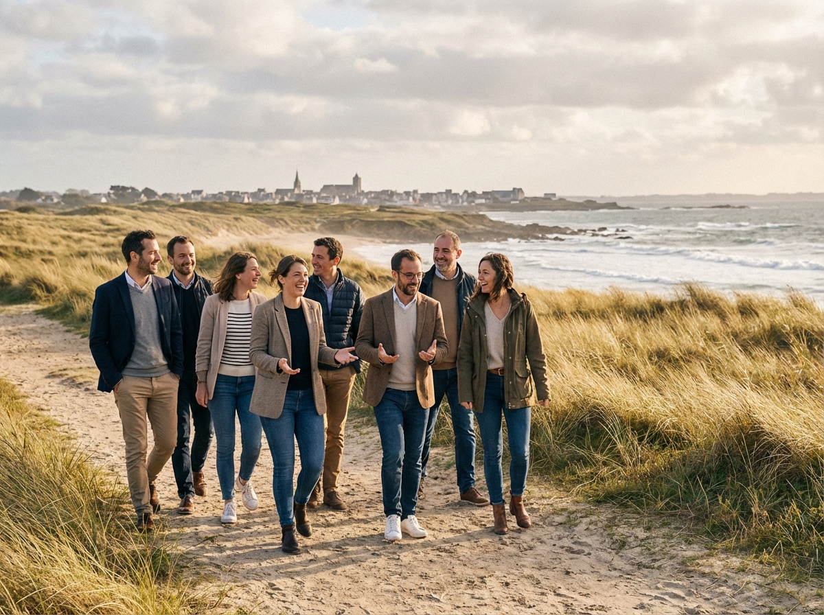 Groupe de collègues sur la côte atlantique