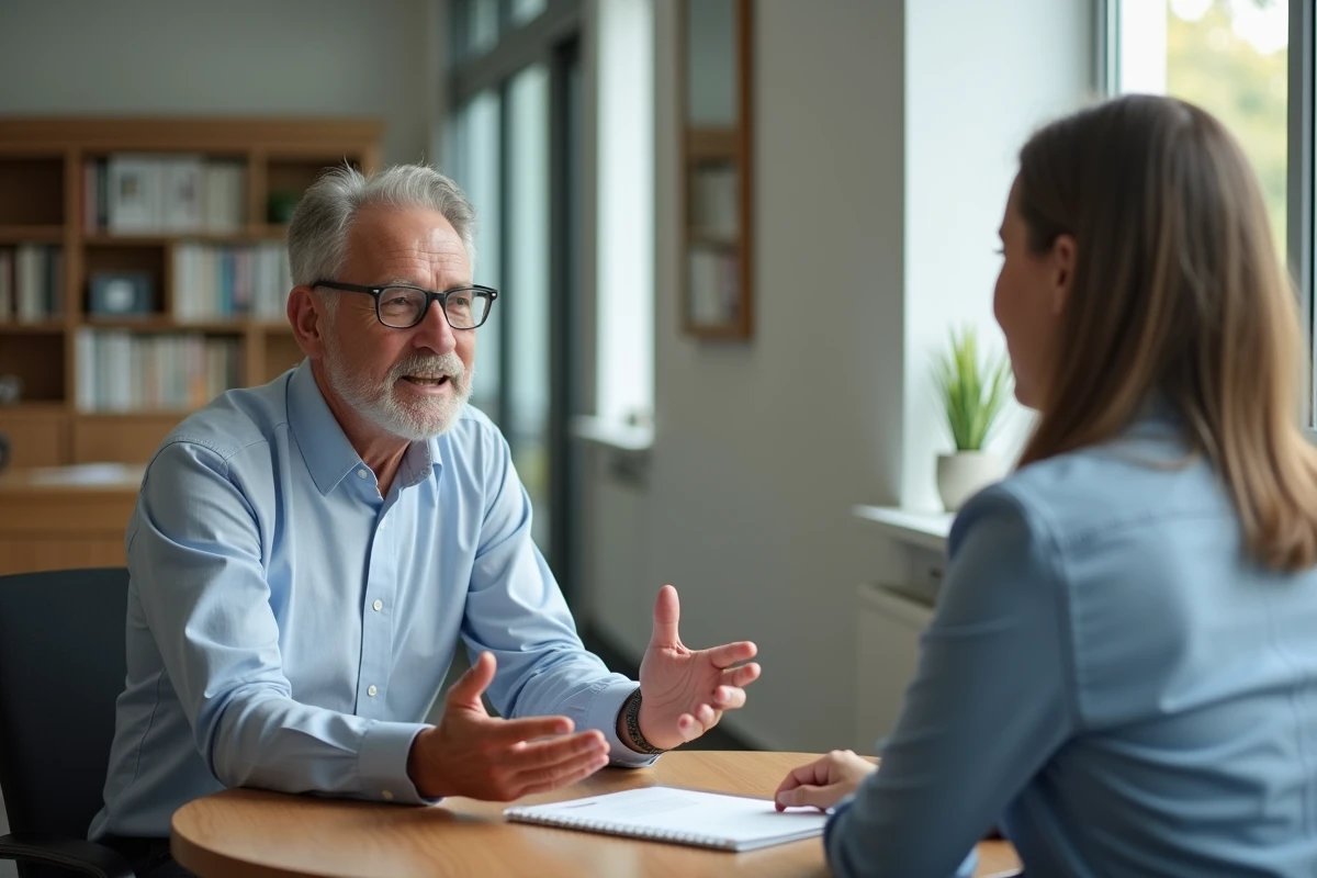 Homme discutant avec conseiller en orientation