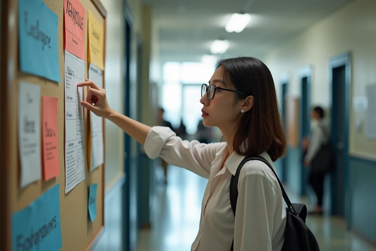 Jeune femme regardant le tableau d
