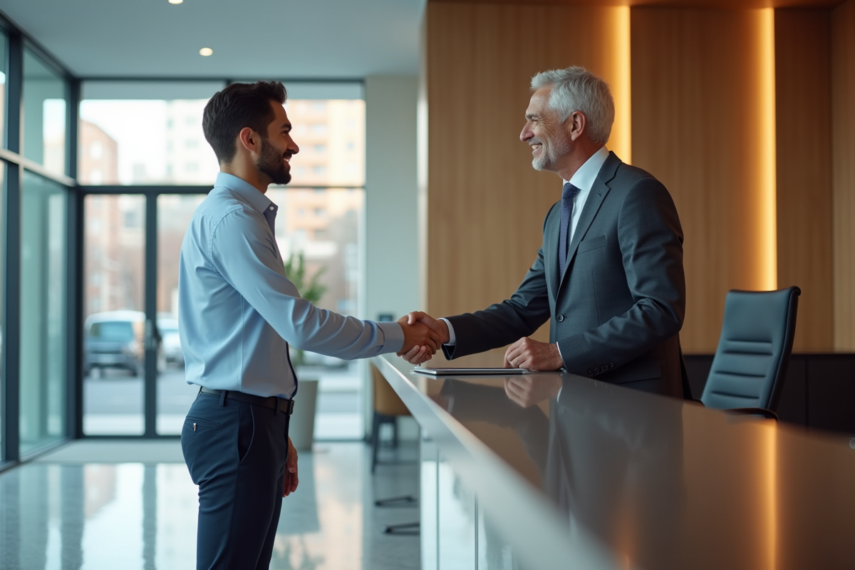 Jeune homme serrant la main d