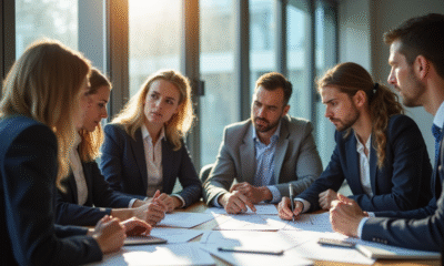 Professionnels d'affaires examinant un document important