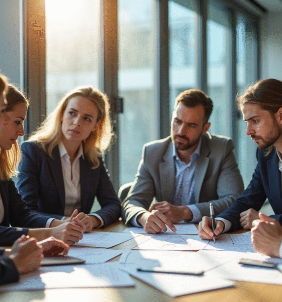 Professionnels d'affaires examinant un document important