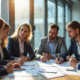 Professionnels d'affaires examinant un document important