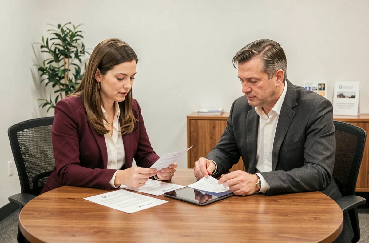 Deux recruteurs RH analysant ensemble des candidatures marketing autour d'une table de réunion