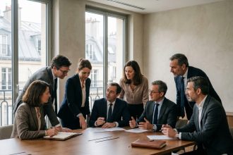 Groupe de dirigeants divers en réunion à Paris