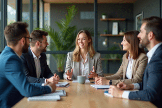 Groupe de professionnels divers en réunion d'affaires