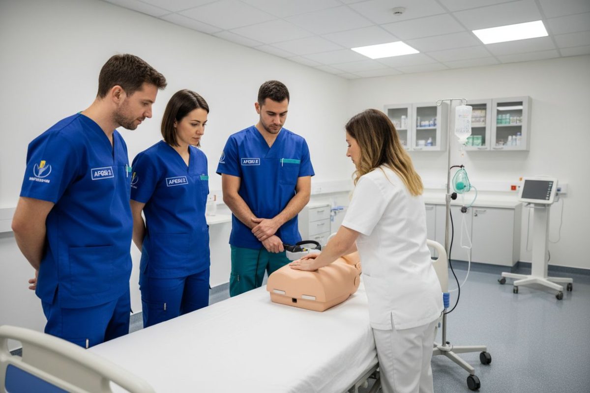 participants apprenant les gestes d'urgence lors de la formation AFGSU 2